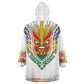 Haiti Flag Wearable Blanket Hoodie Traditional Dashiki White Color