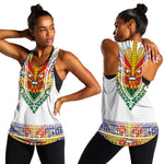 Haiti Flag Women Racerback Tank Traditional Dashiki White Color