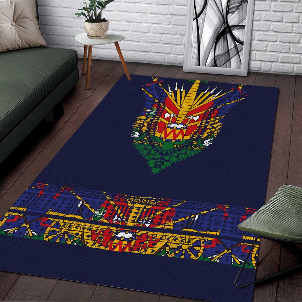 Haiti Flag Area Rug Traditional Dashiki Black Color