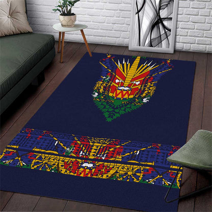 Haiti Flag Area Rug Traditional Dashiki Black Color