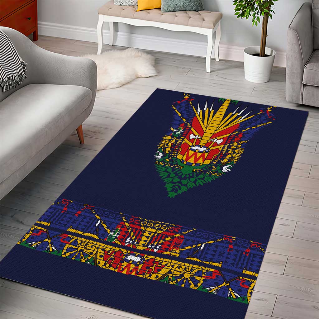 Haiti Flag Area Rug Traditional Dashiki Black Color