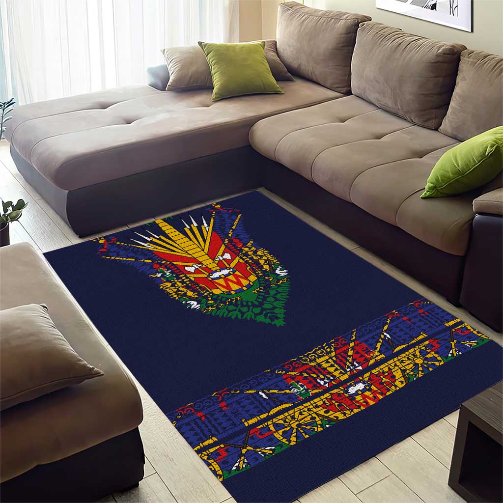 Haiti Flag Area Rug Traditional Dashiki Black Color