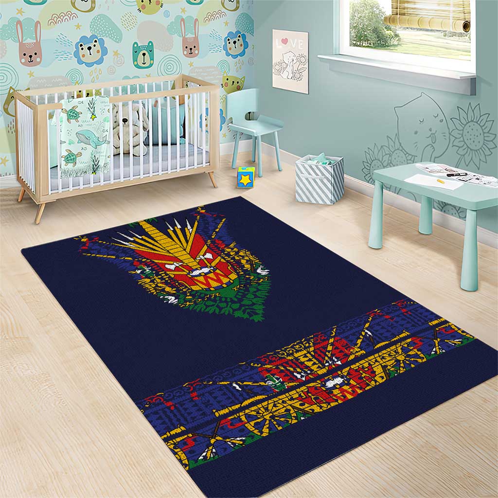 Haiti Flag Area Rug Traditional Dashiki Black Color