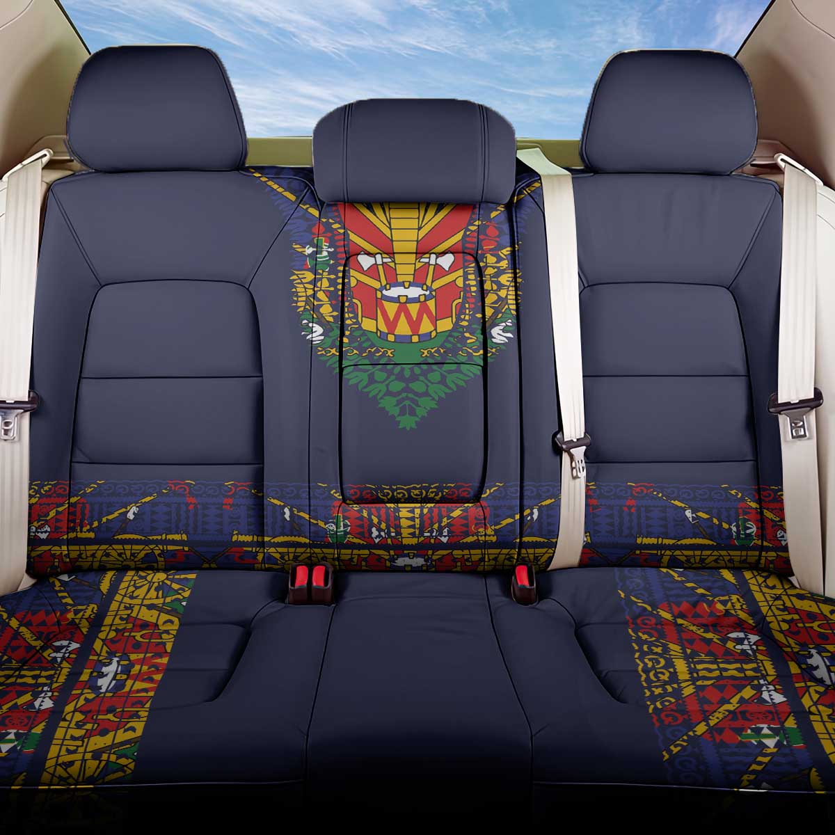 Haiti Flag Back Car Seat Cover Traditional Dashiki Black Color