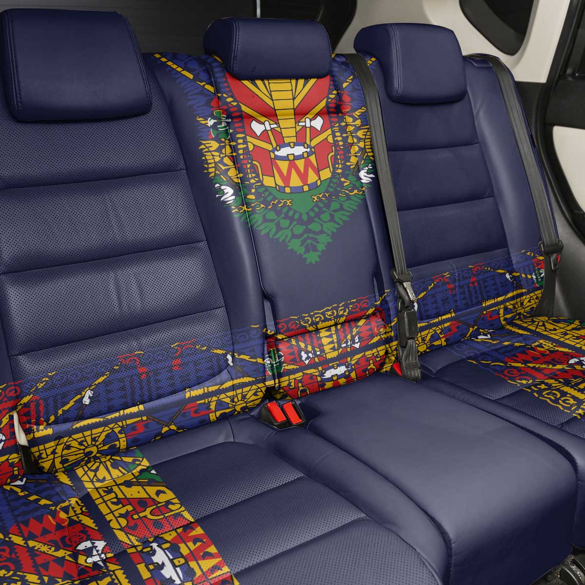 Haiti Flag Back Car Seat Cover Traditional Dashiki Black Color