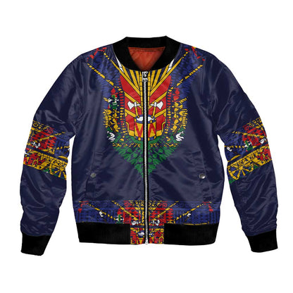 Haiti Flag Bomber Jacket Traditional Dashiki Black Color