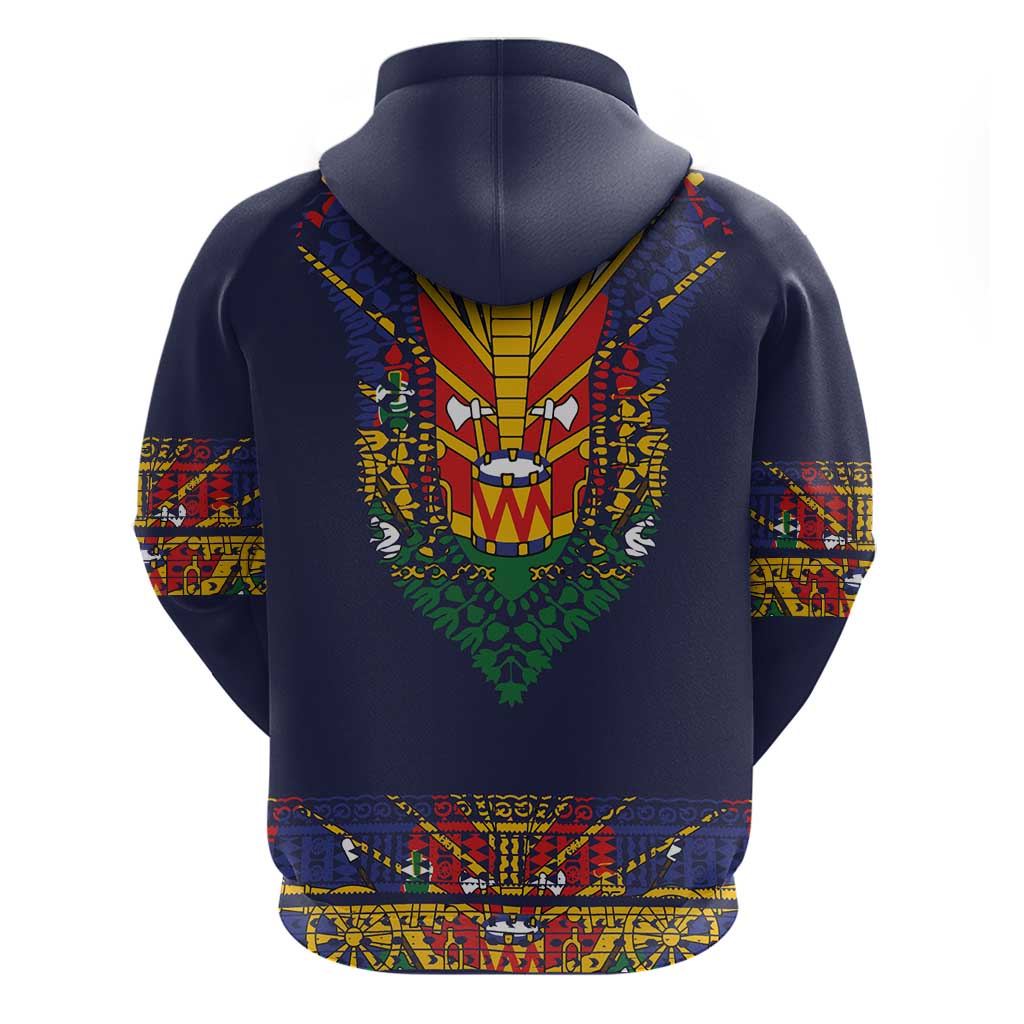 Haiti Flag Hoodie Traditional Dashiki Black Color