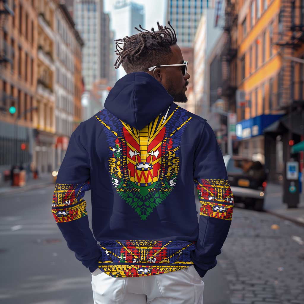 Haiti Flag Hoodie Traditional Dashiki Black Color