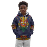 Haiti Flag Kid Hoodie Traditional Dashiki Black Color