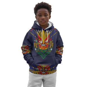 Haiti Flag Kid Hoodie Traditional Dashiki Black Color