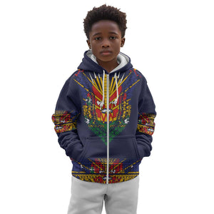 Haiti Flag Kid Hoodie Traditional Dashiki Black Color