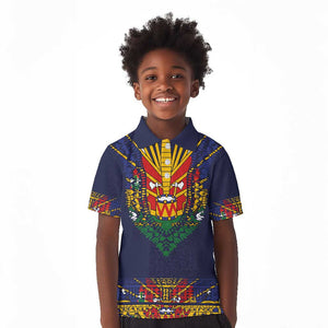 Haiti Flag Kid Polo Shirt Traditional Dashiki Black Color