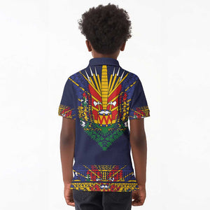 Haiti Flag Kid Polo Shirt Traditional Dashiki Black Color