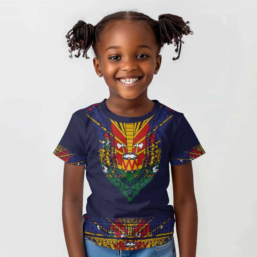 Haiti Flag Kid T shirt Traditional Dashiki Black Color