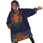 Haiti Flag Kid Wearable Blanket Hoodie Traditional Dashiki Black Color