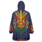 Haiti Flag Kid Wearable Blanket Hoodie Traditional Dashiki Black Color