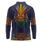 Haiti Flag Long Sleeve Polo Shirt Traditional Dashiki Black Color