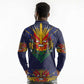 Haiti Flag Long Sleeve Polo Shirt Traditional Dashiki Black Color