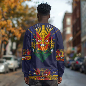 Haiti Flag Long Sleeve Shirt Traditional Dashiki Black Color