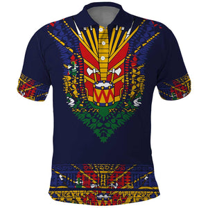 Haiti Flag Polo Shirt Traditional Dashiki Black Color