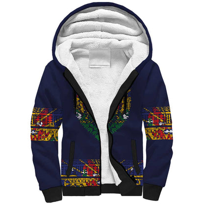 Haiti Flag Sherpa Hoodie Traditional Dashiki Black Color