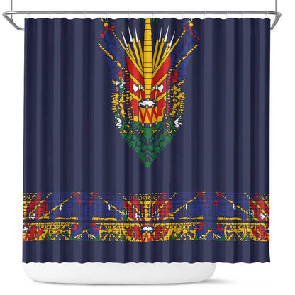Haiti Flag Shower Curtain Traditional Dashiki Black Color