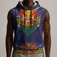 Haiti Flag Sleeveless Hoodie Traditional Dashiki Black Color - African Pride