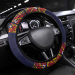 Haiti Flag Steering Wheel Cover Traditional Dashiki Black Color