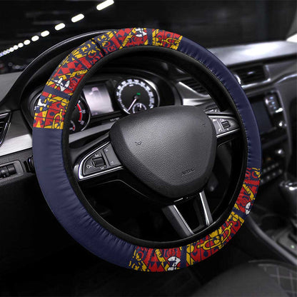 Haiti Flag Steering Wheel Cover Traditional Dashiki Black Color