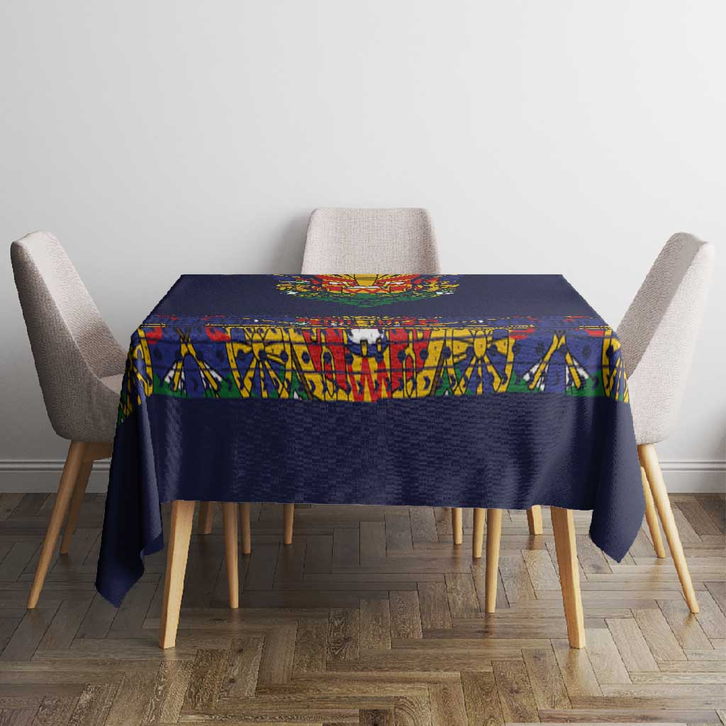 Haiti Flag Tablecloth Traditional Dashiki Black Color