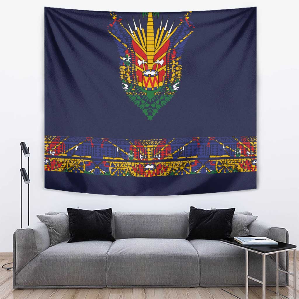 Haiti Flag Tapestry Traditional Dashiki Black Color