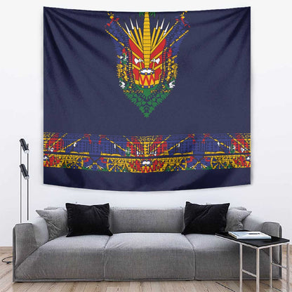 Haiti Flag Tapestry Traditional Dashiki Black Color
