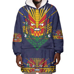 Haiti Flag Wearable Blanket Hoodie Traditional Dashiki Black Color