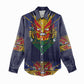 Haiti Flag Women Casual Shirt Traditional Dashiki Black Color