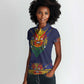Haiti Flag Women Polo Shirt Traditional Dashiki Black Color