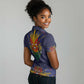 Haiti Flag Women Polo Shirt Traditional Dashiki Black Color