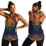 Haiti Flag Women Racerback Tank Traditional Dashiki Black Color