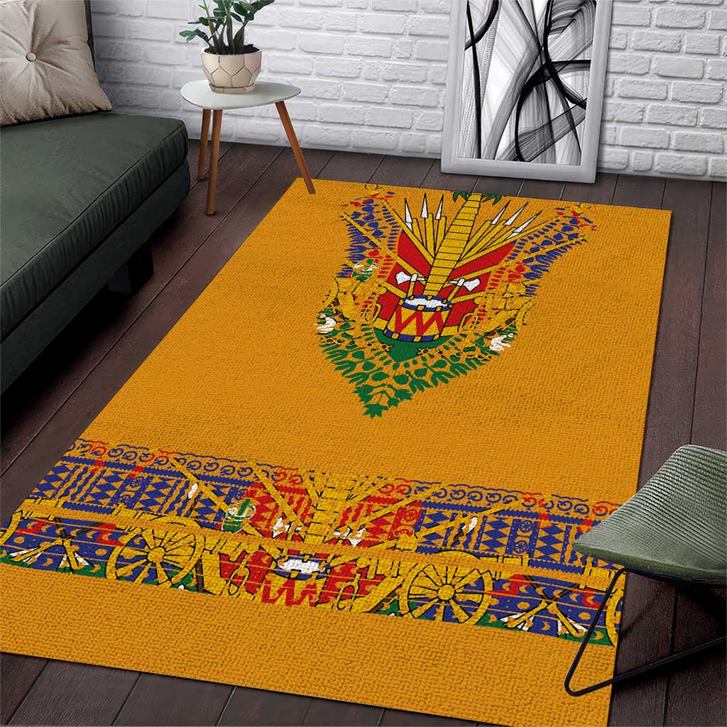 Haiti Flag Area Rug Traditional Dashiki Yellow Color