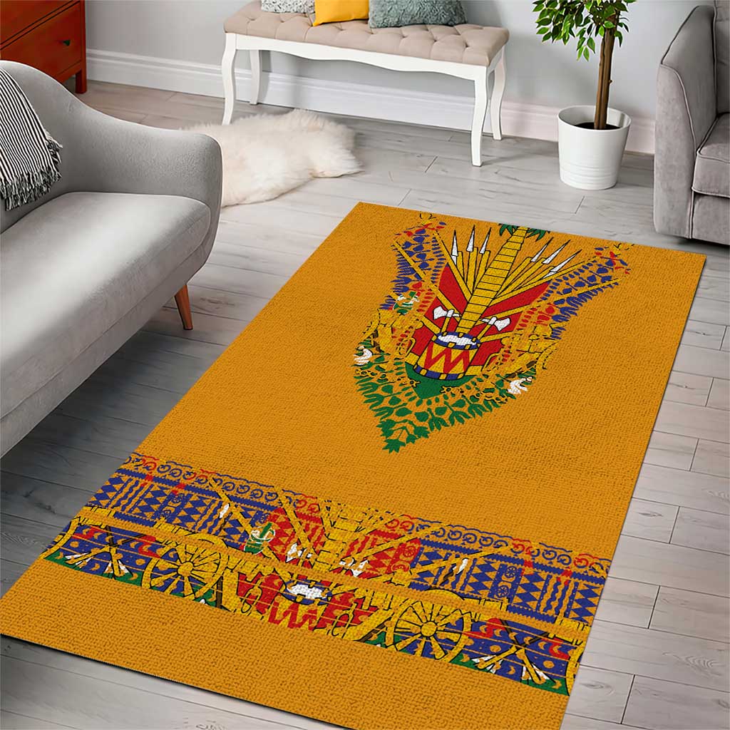 Haiti Flag Area Rug Traditional Dashiki Yellow Color