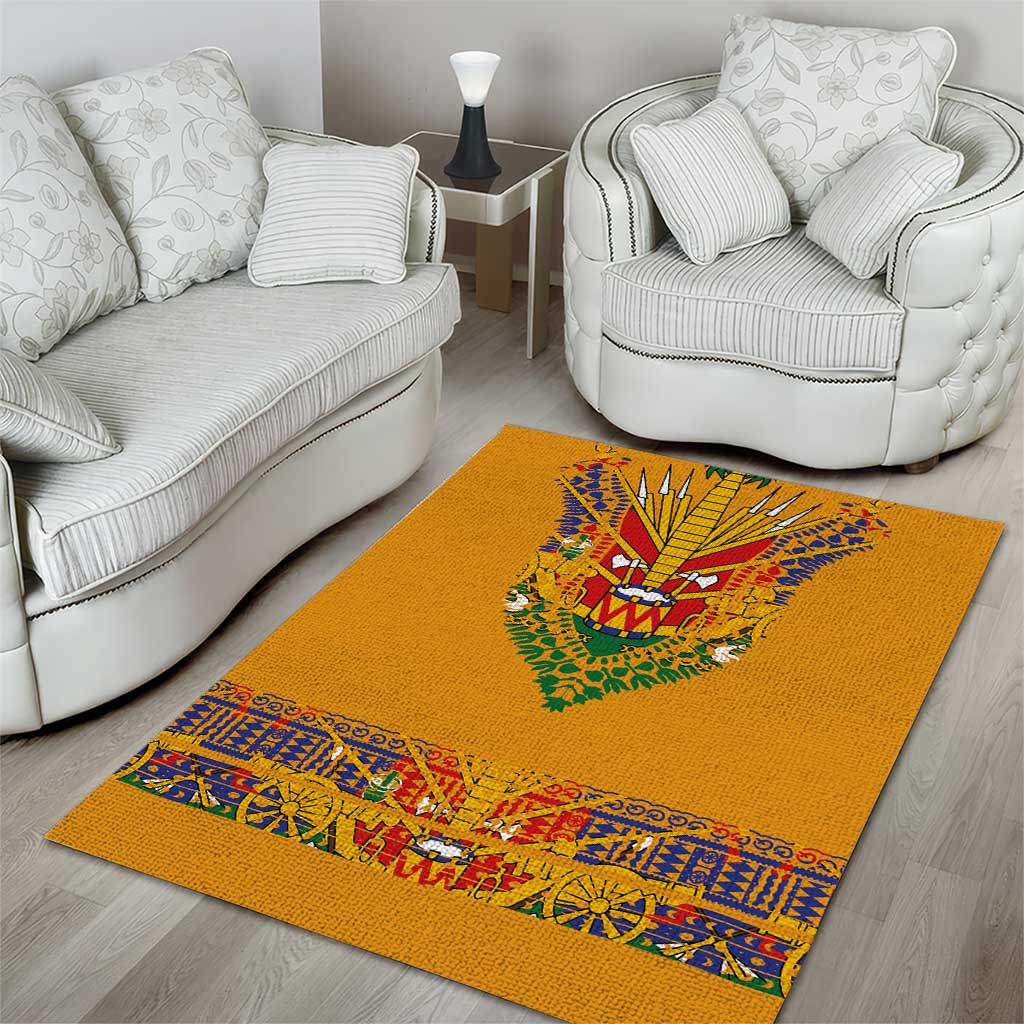 Haiti Flag Area Rug Traditional Dashiki Yellow Color
