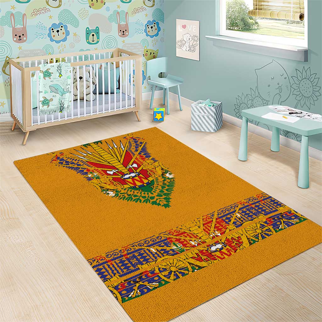 Haiti Flag Area Rug Traditional Dashiki Yellow Color