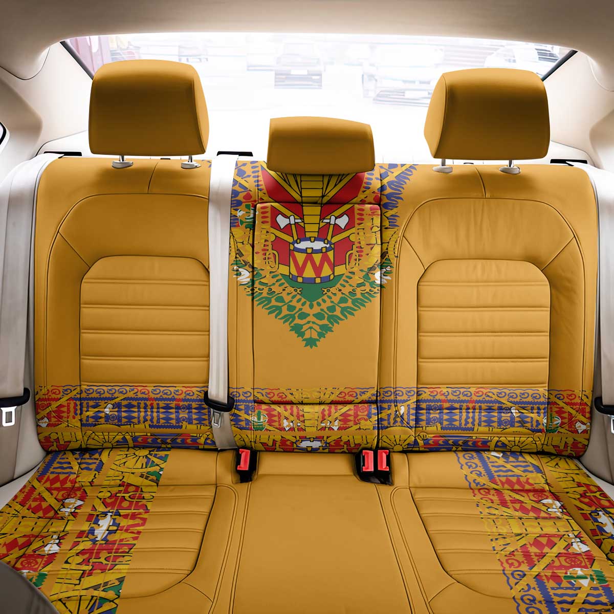 Haiti Flag Back Car Seat Cover Traditional Dashiki Yellow Color