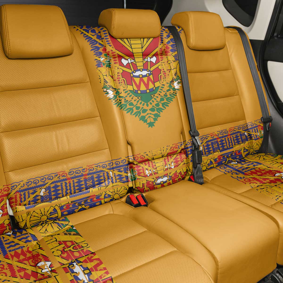 Haiti Flag Back Car Seat Cover Traditional Dashiki Yellow Color