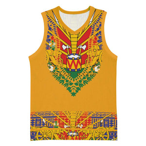 Haiti Flag Basketball Jersey Traditional Dashiki Yellow Color - African Pride