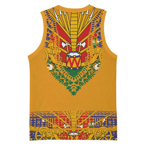Haiti Flag Basketball Jersey Traditional Dashiki Yellow Color - African Pride