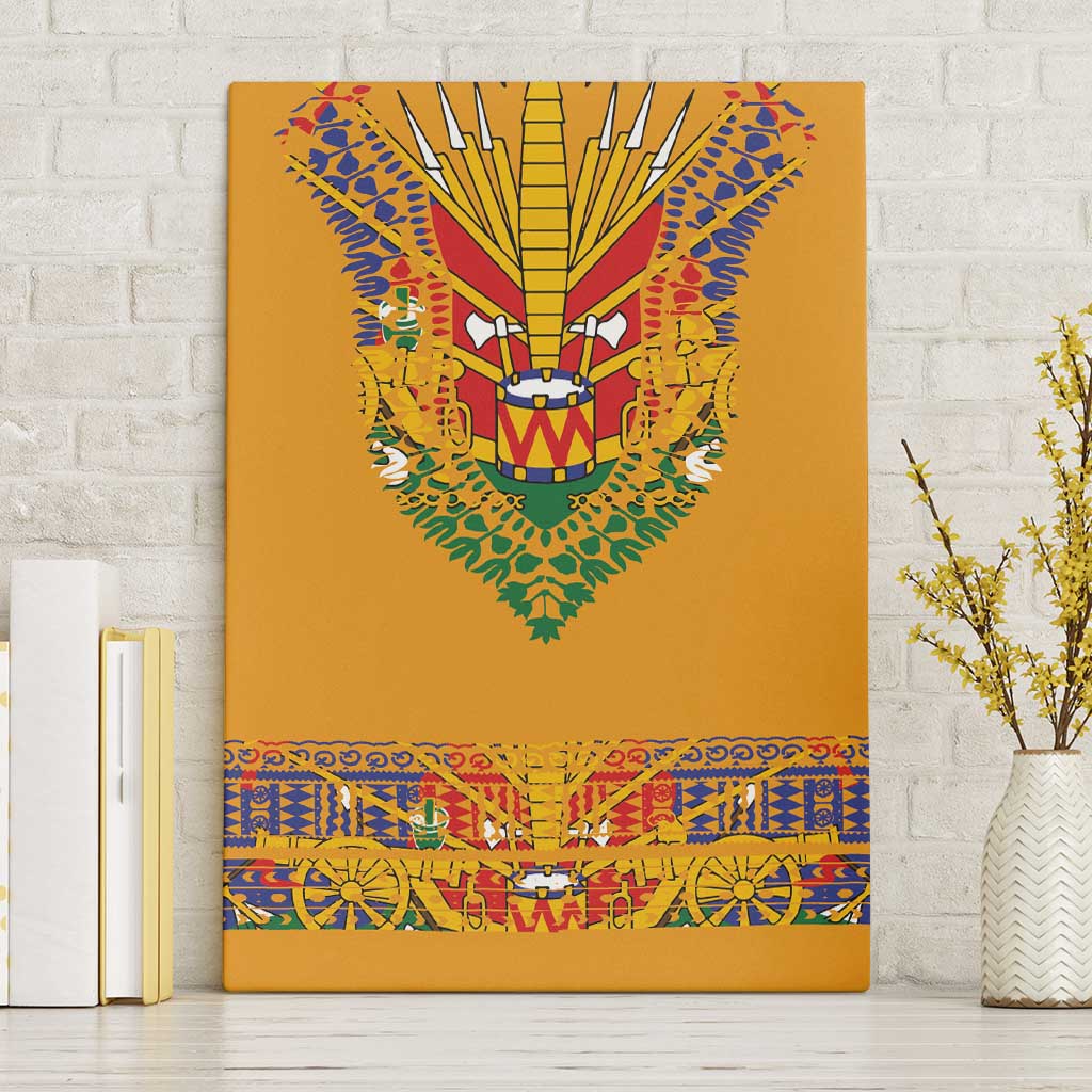 Haiti Flag Canvas Wall Art Traditional Dashiki Yellow Color