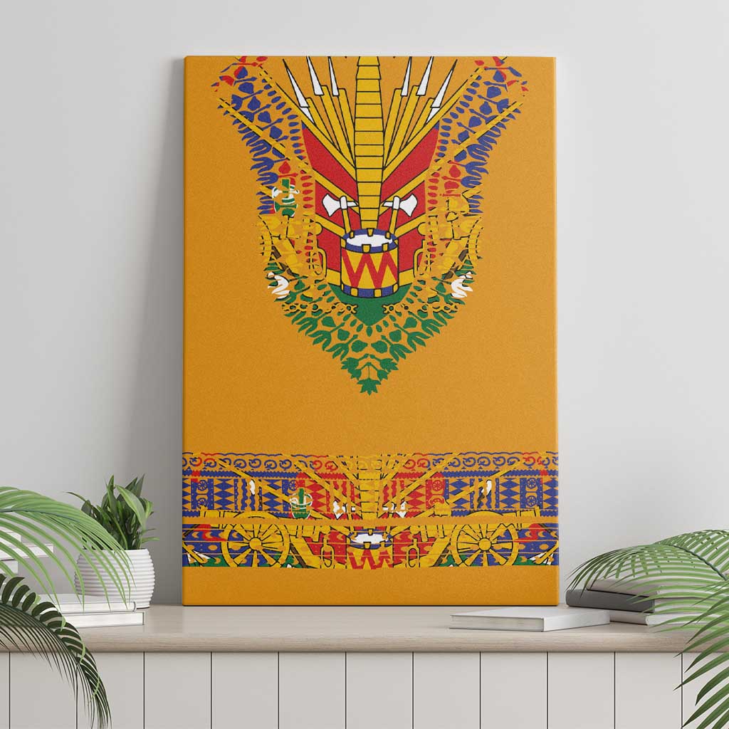 Haiti Flag Canvas Wall Art Traditional Dashiki Yellow Color
