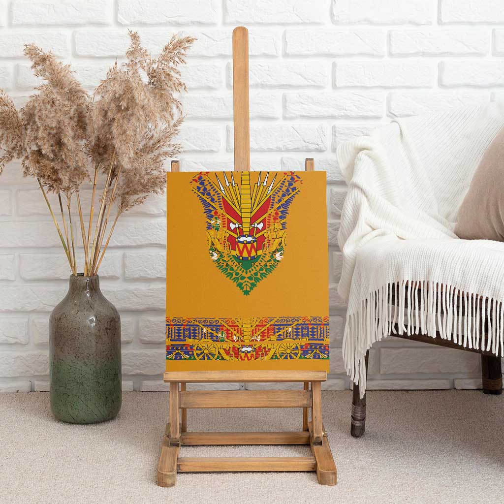 Haiti Flag Canvas Wall Art Traditional Dashiki Yellow Color