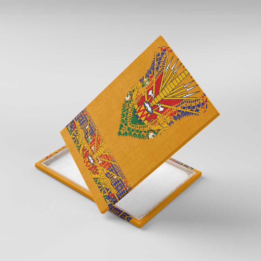 Haiti Flag Canvas Wall Art Traditional Dashiki Yellow Color