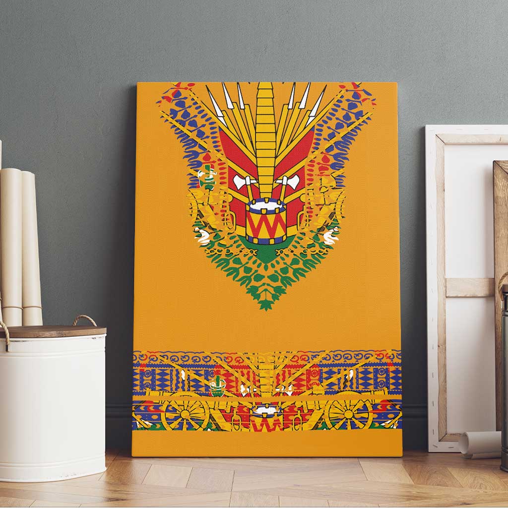 Haiti Flag Canvas Wall Art Traditional Dashiki Yellow Color